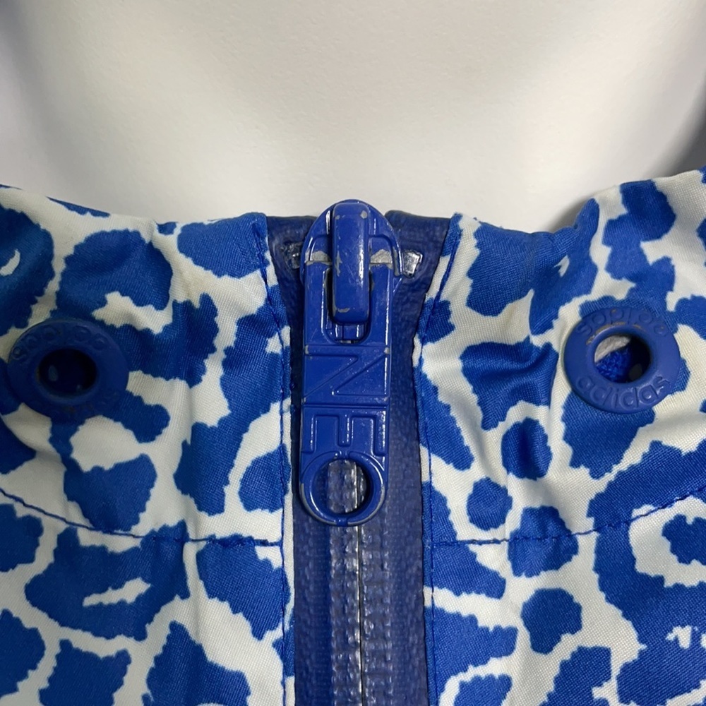 Adidas NEO Blue White Animal Print Wind Breaker Zipper Jacket Large - Picture 4 of 7
